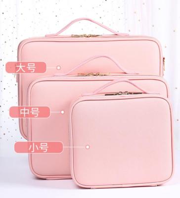 China Lady Cosmetic Bag Custom Logo Women Cosmetic Bag PU Zipper Makeup Brush Leather Filter Frame for sale