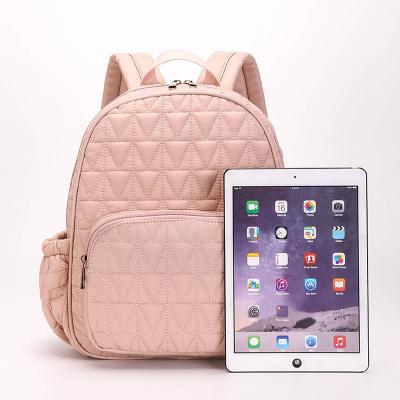 China Multi-Function Backpack Moq Polyester Low Moq Diaper Bags Mommy Pink Baby Bag for sale