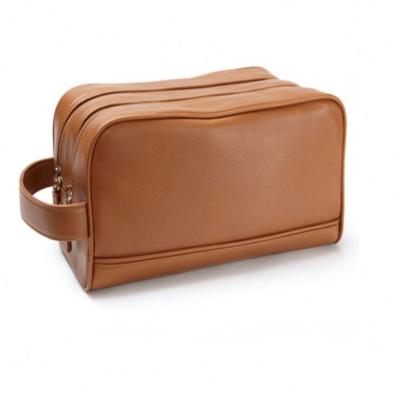 China Simple Design PU Plain Leather Travel Cosmetic Bag for sale