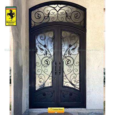 China Modern Wrought Iron Front Door Anti-theft Decorative Metal Entry Doors for sale