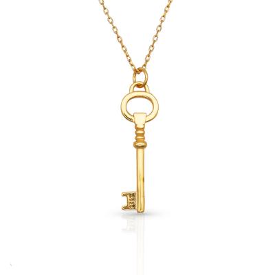 China 2022 925 Sterling Silver TRENDY 18K Gold Plated Minimalist Design Delicacy Key Charm Necklace for sale