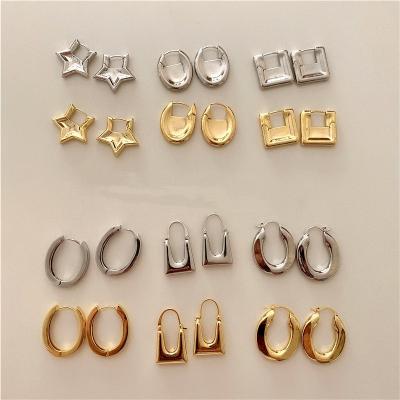 China Latest Design Vintage Copper Jewelry 18K Gold Plated European Earrings And American Geometric Irregular Shape Earrings for sale