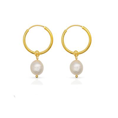 China Statement Jewelry 2022 Sterling Silver Gold Hoops Real Pearl Geometric Baroque Drop Earrings TRENDY For Women for sale