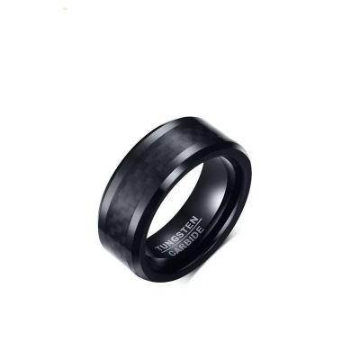 China CLASSIC High Quality Black Plating Mens Tungsten Carbide Carbon Fiber Rings for sale