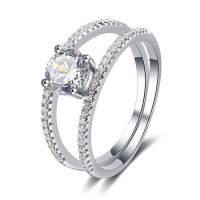 China Latest CLASSIC 925 Sterling Silver Wedding Ring Designs With 7A Zircon And Platinum Plated CZ Ring for sale