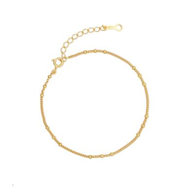 China 2022 FASHIONABLE fine jewelry sterling silver thin chain bracelet simple design small gold beads for women for sale