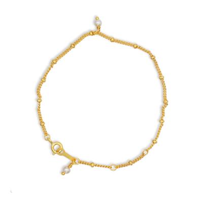 China 2022 Fine Jewelry FASHION 18K Gold Plated Simple Link Chain Freshwater Pearl Bracelet Sterling Silver Natural Jewelry For Women for sale