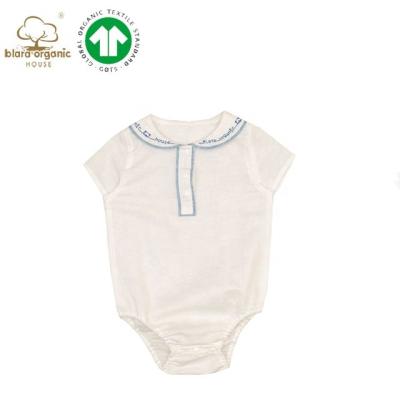 China Blara Boy Romper Summer White Jumpsuit New Organic Handsome Canvas Shorts Baby Product Free With Sailor Collar for sale