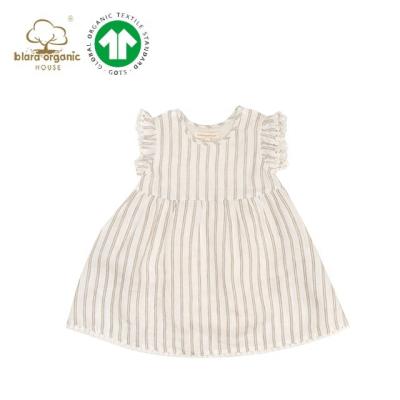 China Blara Baby Product GOTS Free Canvas Jumpsuit Certified Romantic Style Summer Toddler Baby Flowers Trim Jumpsuit With Under Layered Romper for sale