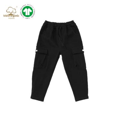 China Brand Viable Casual Kids Blara Boutique Black Denim Drawstring Pants GOTS Certified Jeans Boy Long Woven Worker Tapered Pants for sale