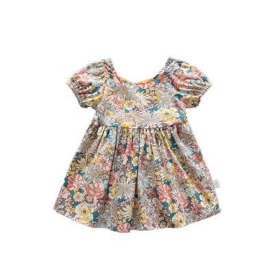 China Custom Full Flower Digital Printing Shorts Summer Cute Label Tutu Dresses Party Birthday Gift Kid Girls Outdoor Elastic Dressing Sets for sale