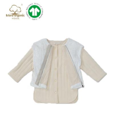 China Blara Breathable GOTS Certify Eco Friendly Organic School Kids Girl Fluffy Poncho Outerwear Set OEM Customized 2 Pieces Invest And Jacket for sale