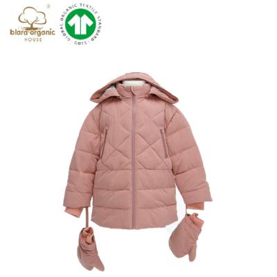 China Viable Raincoats Keep Warm Fluffy Organic Cotton Hoodie Detachable Snow Coat Boy And Girl Thicken Jacket Outer Wear With Gloves for sale