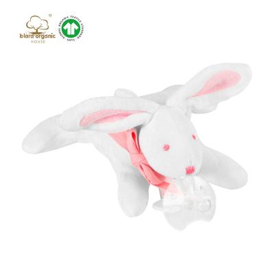 China New Desgin Baby Organic Cotton Plush Toys Rabbits Stuffed Animal Doll With Baby Binkies And Pink Bow Plush Stufed Wholesale Sales for sale