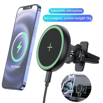 China QC3.0 Magnetic Car Wireless Charger For iPhone12 Phone 15W Wireless Charger With Magsafe Car Charger for sale