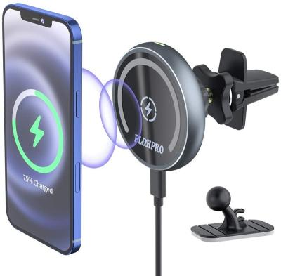 China 15W Stable Fast Charging Magnetic Wireless Charger Car Mobile Phone Holder for iPhone 12 and 13 Series for sale