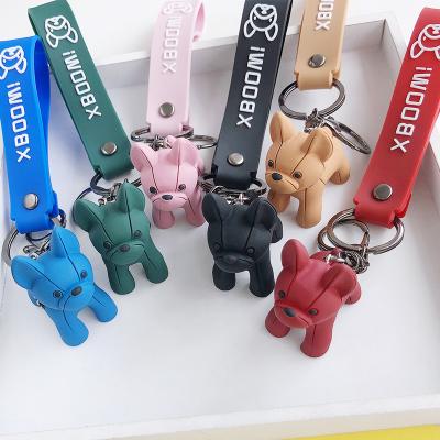 China Key Chain FASHION Cute Bag Dog Dangle Resin Wrestling French Bulldog Keychain Car Colorful Anime Key Chains For Women Trinket Jewelry Gift for sale