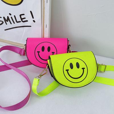 China Mini Shoulder Crossbody Bag Smile Face Baby Coin Purse Handbags Boys Kids Cartoon PU Candy Color Children Small Change Pocket for sale