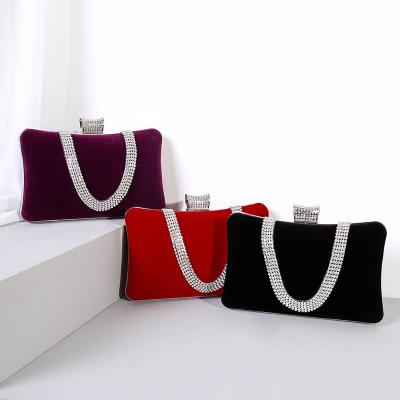 China Wholesale 2021 hot border velvet factory fashion rhinestone bag new small clutch women's evening clutch bag for sale