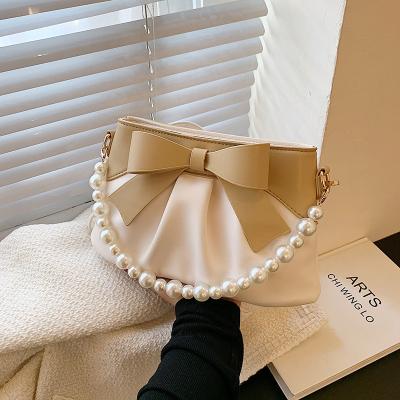 China Daily Life Pearl Knot Cloud Smoft Bag Wrinkled Tiny Dumpling Shoulder Bag Luxury Handbags For Women Bags for sale