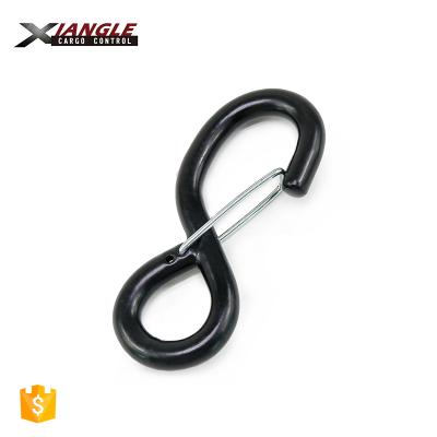 China 3.8cm Adjustable Black Rubber Coated Webbing S Hook 1.5inch 1500kgs With Keeper Used For 3.8cm Webbing for sale