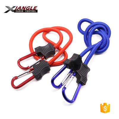 China High Tensile Polyester 8mm 10mm Diameter Bungee Cord With Carabiner Hook Ends for sale