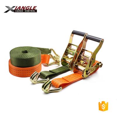 China High Quality Polyester 3000kgs Capacity Ratchet Tie Down Strap With Double J Hook for sale