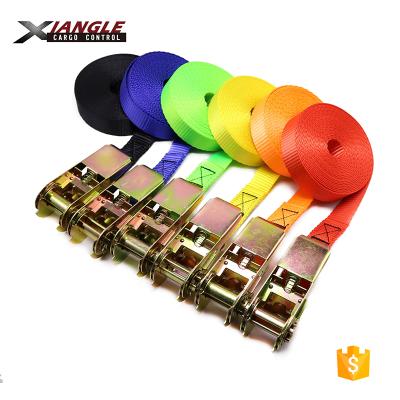 China Polyester 1inch 25mm Truck Rope Ratchet Cargo Tie Lashing Down Strap Endless Belt for sale