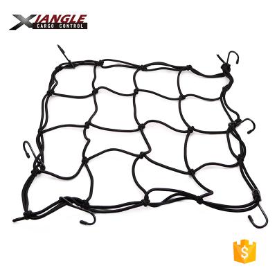 China PP yarn+rubber yarn 40cm*40cm bike bungee truck cargo net manufacturers with elastic hooks nets for sale