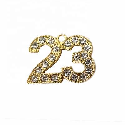 China 2023 Graduate Dress 23 Date Shape Gold Color Bling Drop Charm for Graduation Tassels for sale