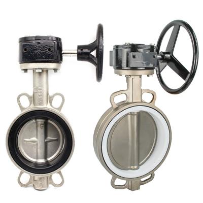 China General Chinese professional manufacturer EPDM PTFE wafer butterfly valve SS304 CF8 seat SS SS wormgear disc for sale