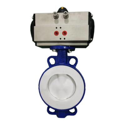 China WCB wafer general pneumatic butterfly valves fully lined fluorine jacketing ss304 cf8 disc valve for sale