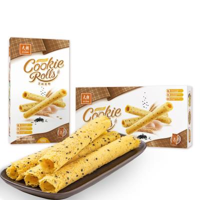 China High Quality Snacks 150g Low-CARB Gift Box Sesame Egg Rolls Homemade Wafers Baking Cookies for sale