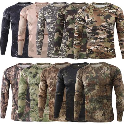 China Anti-Wrinkle Long Sleeve Outdoor Hunting Camouflage T Shirt Men Combat Breathable T-shirt Dry Sport To Camouflage Outdoor Camp Tees Black Pythons Cam for sale