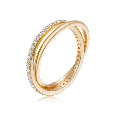 China CLASSIC 14k Gold Diamond Interlocked Ring OEM ODM Manufacturer CVD Diamond Perfect for Gift for sale