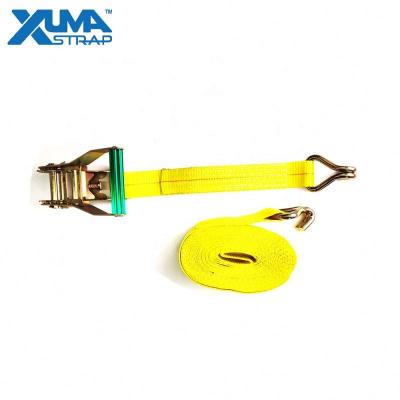 Cina Heavy Duty High Quality Polyester 2 Inch Ratchet Tie Down Strap With Green Handle in vendita