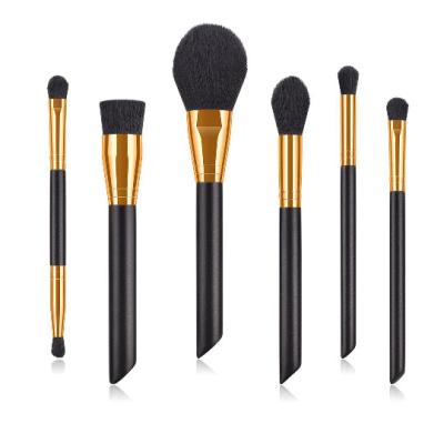 China Angular Blush Gold Black High Quality Synthetic Brushes Kit 6Pcs Vegan Cosmetic Makeup Brush Set by Yrsooprisa for sale