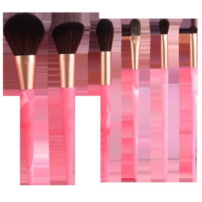 China Angular Blush Private Label Pink Makeup Makers 6pcs Make Up Brush Travel Face Brushes for sale