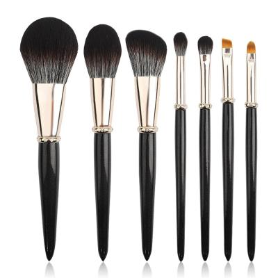 China Angular Hair Blush High Quality 7pcs Logo Black Diamond Custom Imitation-Squirrel Makeup Brush Set With Case for sale