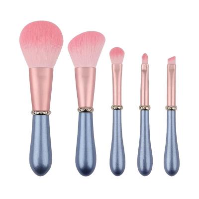 China Angular Blush Personalized OEM 5PCS Bling Logo Cosmetic Brush Diamond Travel Makeup Brush Set for sale