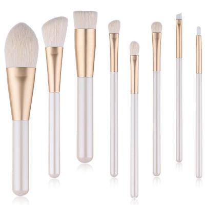 China Angular Blush Factory Direct Custom Cosmetic Brushes Soft Corn Fiber 8 Piece White Makeup Brushes for sale