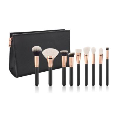 China Angular Blush High Quality Professional Makeup Brushes With Bag 9PCS Multifunctional Matt Black Make Up Brushes Classic for sale