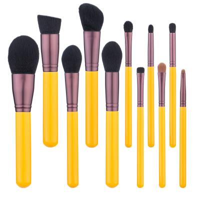 China Angular Blush 2022 New Makeup 11pcs Professional Makeup Brushes Hair Brush Set Super Soft Private Label Makeup Brushes for sale