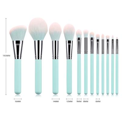 China Angular Blush Wood Handle Synthetic Hair Makeup Set Brush Vegan Blend Blush Concealer Eye Face Powder Makeup Brush for sale