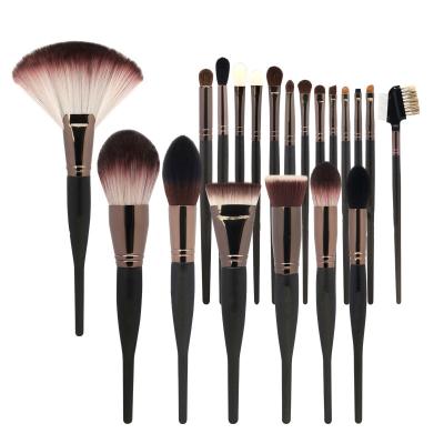 China Angular Blush New Matt Black Soft Vegan Hair Professional Generic 20pcs Makeup Brushes Makeup Tools Black for sale