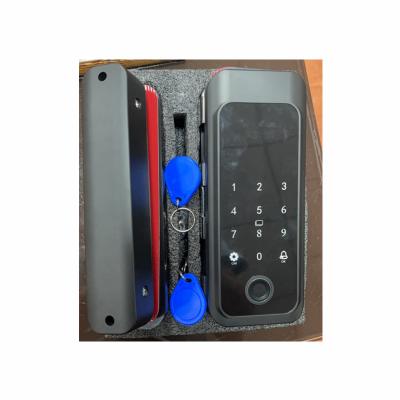 China Wifi Smart Fingerprint Lock Door Lock Black AAA Aluminum Glass Door Lock for sale