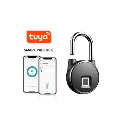 China Environmental Protection Tuya Mini USB Zinc Alloy Smart Fingerprint Lock Charging Padlock Cabinet Smart Fingerprint Lock Bag Padlock for sale