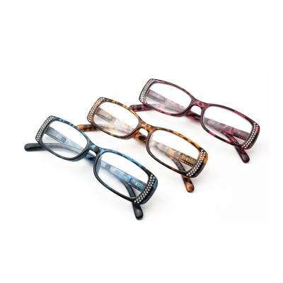 China 2021New Fashion Slim Anti-Blue-Ray Rhinestone Unisex Plastic Reading Glasses for sale