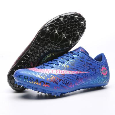 China d650 mens track shoes d355 sporty matching leather custom athletics running sprinting shoes size 9 fashion sports shoes blue color for sale