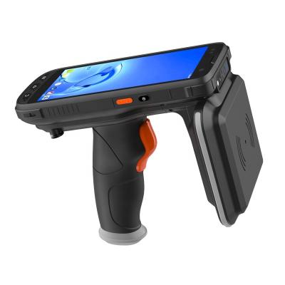 China Handheld Computer Android 10 1D 2D QR Barcode Scanner PDA Long Range RFID UHF with Pistol Grip Gun for Warehouse Inventory for sale